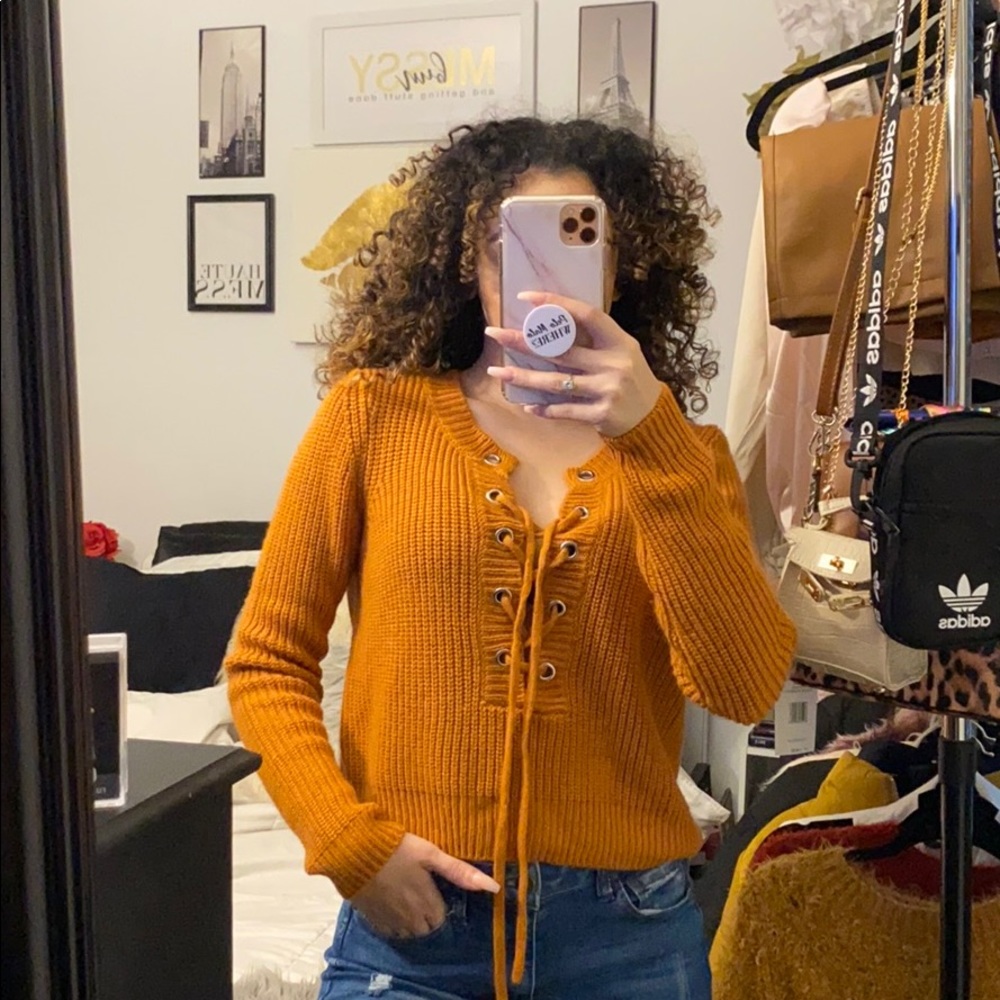 Lace up sweater